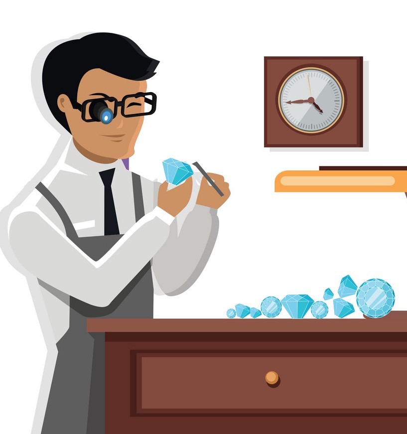 jeweler man examines diamond vector 8750916