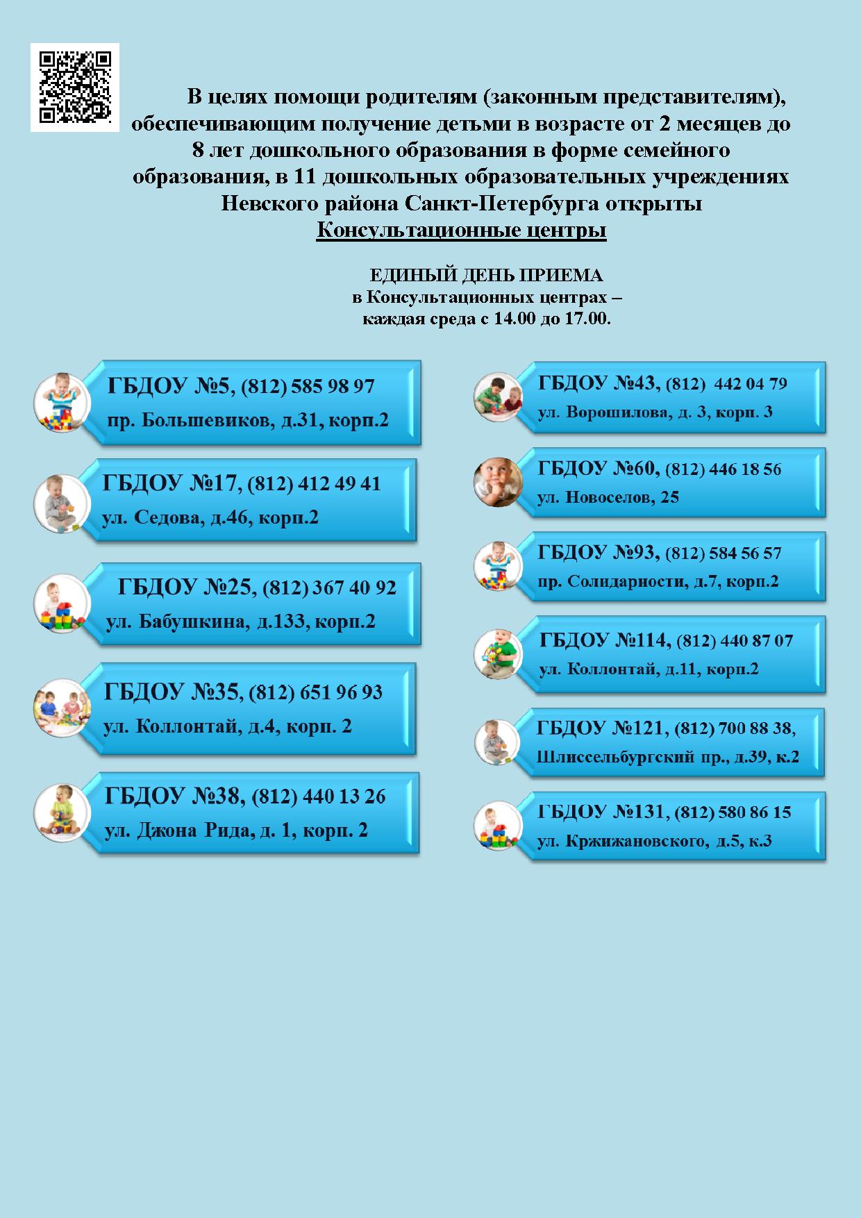 Центры консультационные ГБДОУ 1